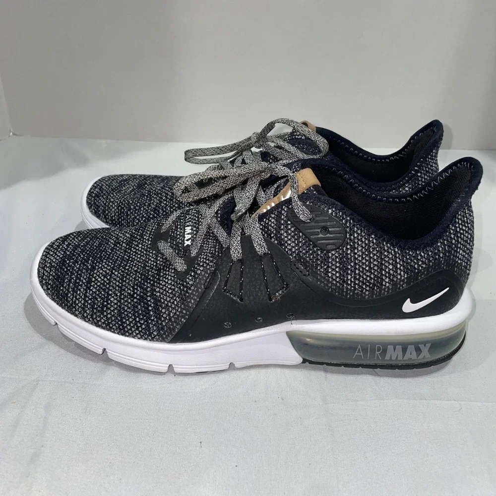 Nike Air Max Sequent 3 Womens Running Shoes Black White 908993-011 Size 9